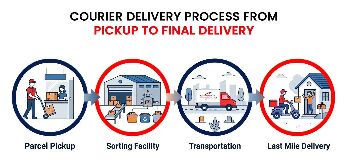 Process of courier service in Shillong from parcel pickup to last mile delivery