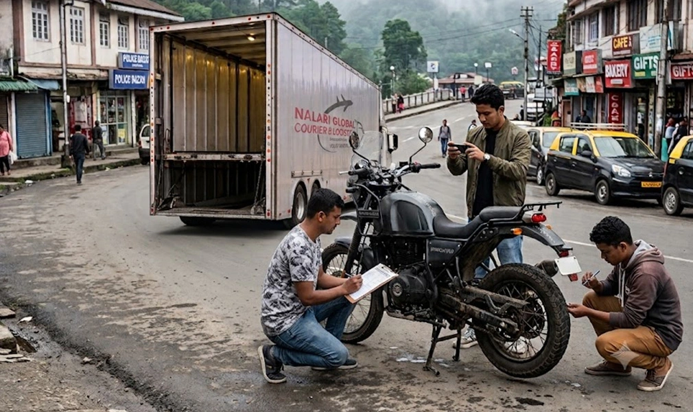 motorcycle inspection and photo documentation before bike transport service