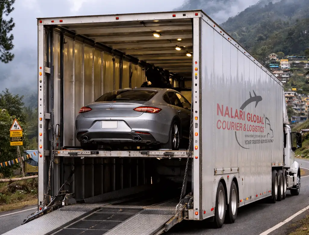enclosed car transport for luxury vehicle protection inside covered trailer