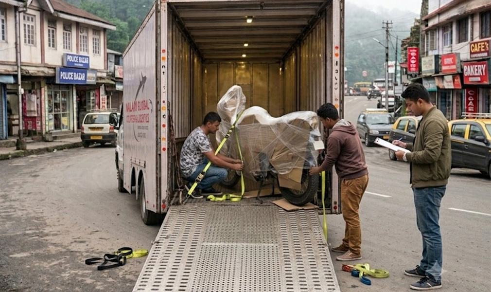2 wheeler transport service loading bike securely onto carrier vehicle