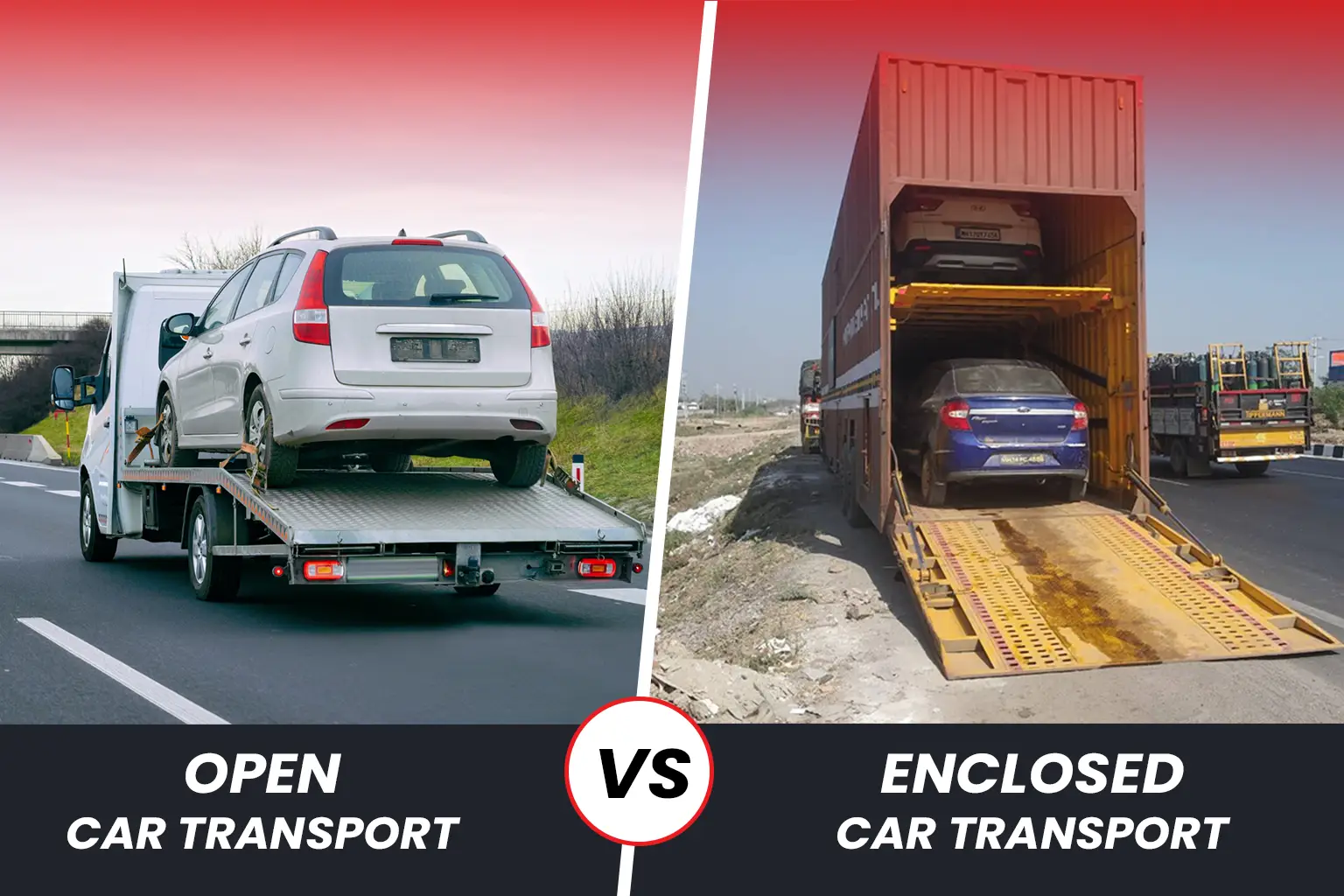 open vs enclosed car transport comparison visual guide showing differences