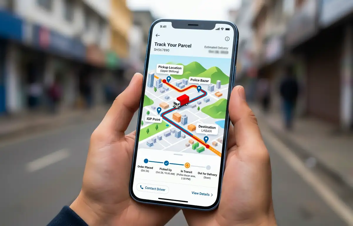 Tracking system used by courier service in Shillong showing parcel delivery updates
